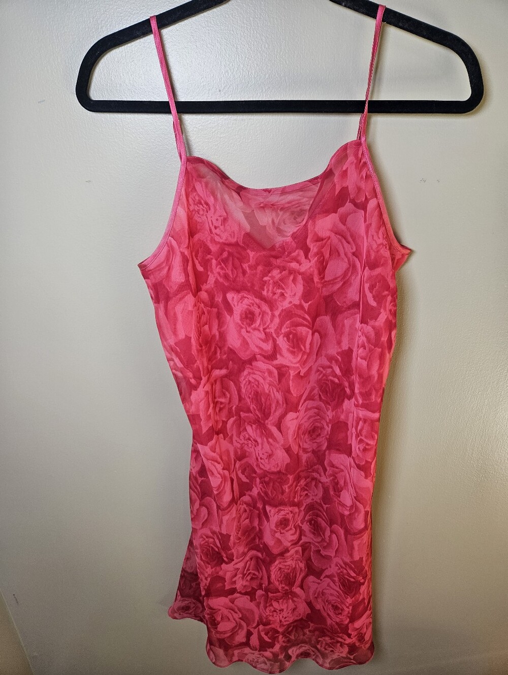 Valerie Stevens Red Roses Sheer Lined Sexy Nightgown Nightie Lingerie Medium